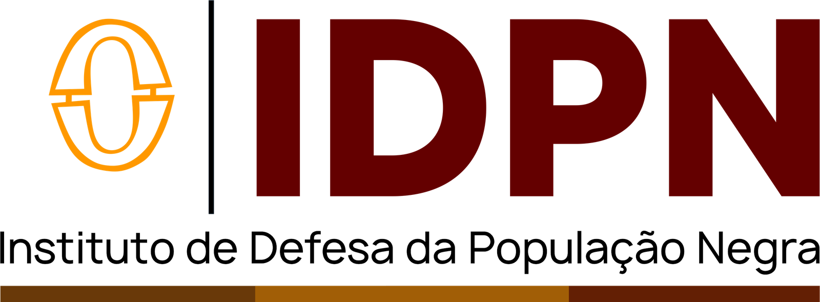 Logotipo histórico do IDPN com símbolo circular em laranja e letras IDPN em vermelho profundo.