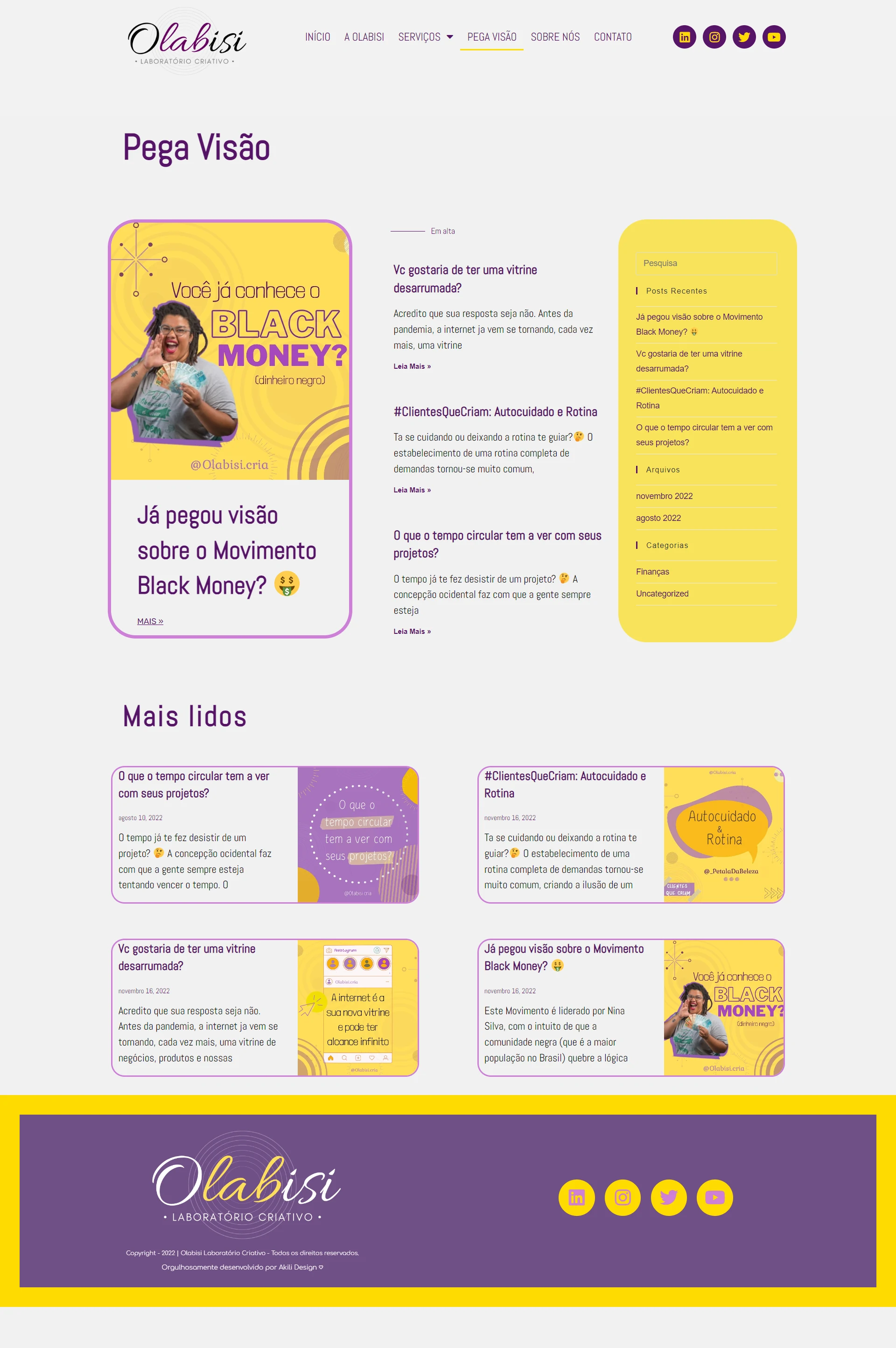 Captura do blog Pega Visão do website Olabisi.