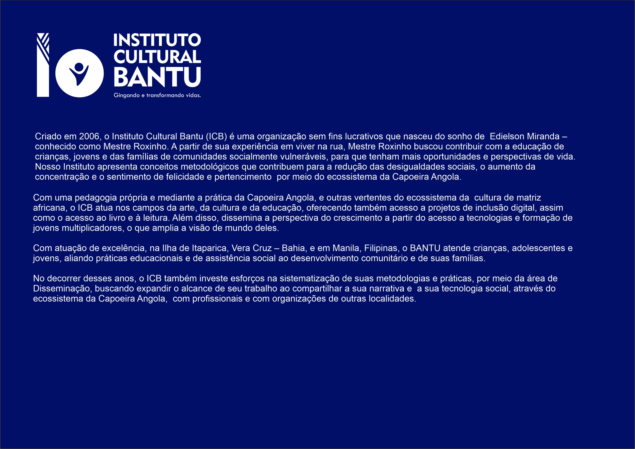 INSTITUTO BANTU — Apresentação institucional da marca