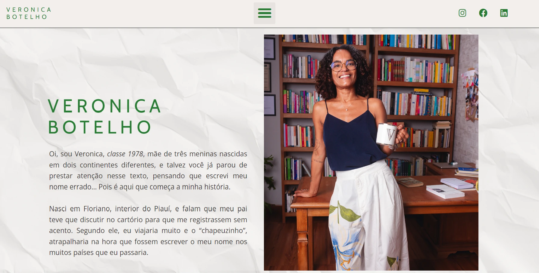 VERONICA BOTELHO — Apresentação profissional na página inicial