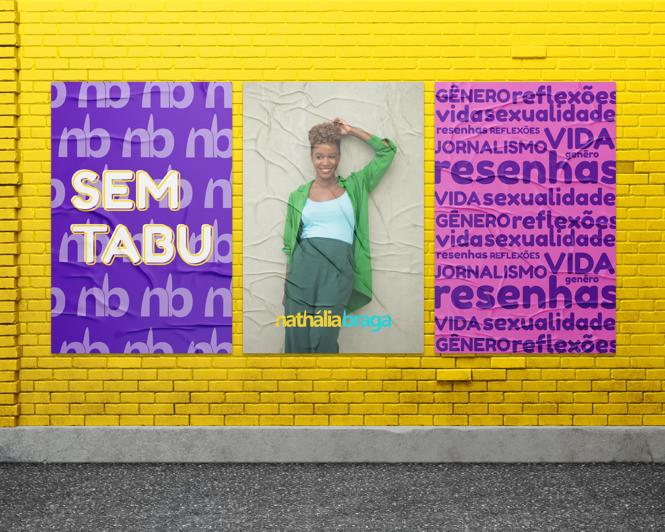 Nathália Braga — identidade visual aplicada a cartazes urbanos